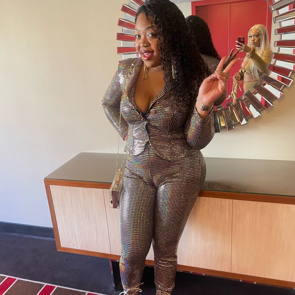 Gold Shimmer Blazer Pant Set